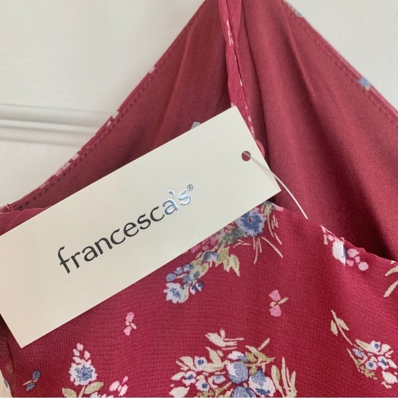 Burgundy Red Floral Print Tiered Ruffle Mini Dress - Picture 15 of 16